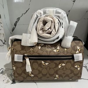 Coach Rowan Satchel In Signature Canvas With Bee Print